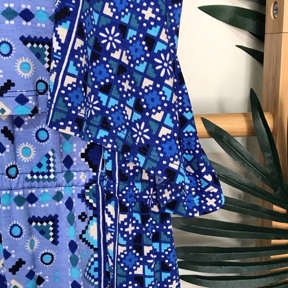 Tigerlily Blue Geometric Print Totem Midi Dress 8 - Picture 6 of 12